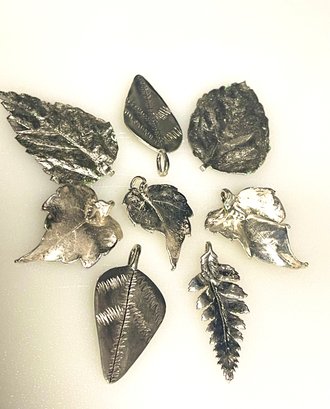 Beads, Beads, Beds And Findings: Variety Pack Of Silver Coated And Solid Pewter Leaves.  Eight Piece