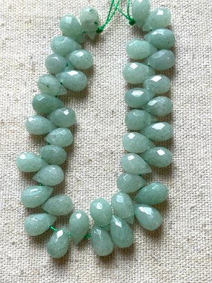 Beads: Semi-precious Gemstone Beads, Faceted Teardrop Adventurine