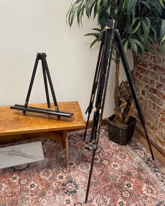 Pair Of Artist Easels, One Adjustable And One Tabletop