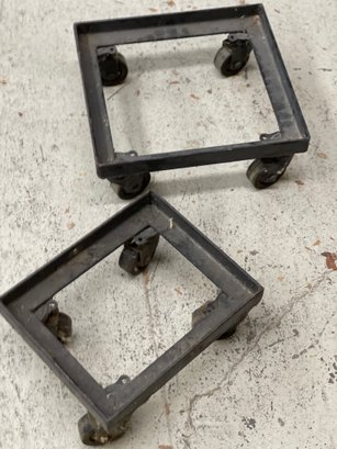 Heavy Duty Cast Iron/welded Steel Flat Dolly Carton Casters  Set Of 2