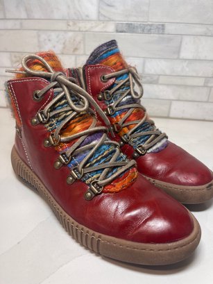 Joseph Seibel  Red Maren Boots, Full Grain Leather Stylish And Comfy. Size 38