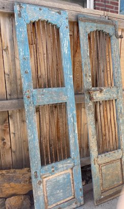 Rustic Indonesian Gate Doors Fabulous Choppy Paint And Iron Detailing Set Of 2