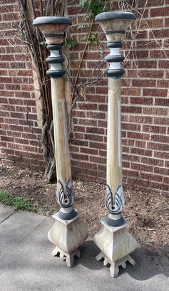 Large Wood Candlesticks/architectural Salvage Posts.   Awesome!!!