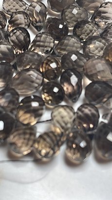 Beads: Semi-precious Gemstone Beads: Teardrop Faceted Smoky Quartz