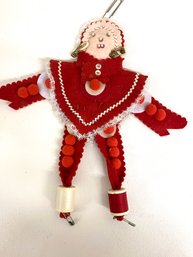 Vintage Folk Art Sewing Pin Cushion Doll