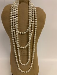 Pearl Strand Necklace 55 Inch / Faux Pearls