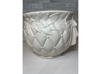 Mid Century Modern McCOY Jardiniere Planter 48  White Matte Diamond Pattern