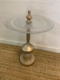 Round Wood & Glass Small Table