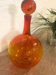 Orange Ombre Mid Century Crackle Decanter