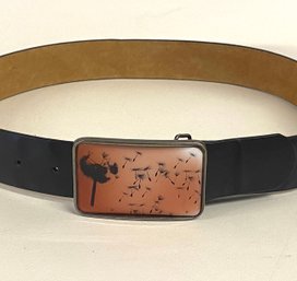 Womens Leather Belt With Dandelion Seed Buckle Size M