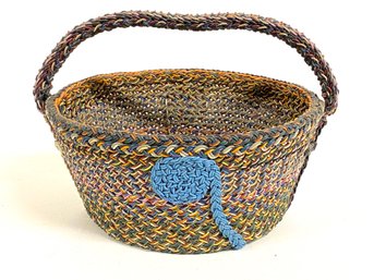 Large Folk Art Woven Wire Basket