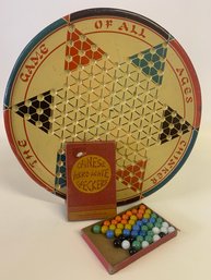 Vintage Chinker-Check Vintage Game #100 With Chinese Akro-Agate Checkers Marbles