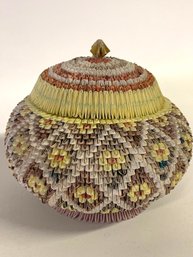 Vintage Handmade Folded Paper Lidded Bowl