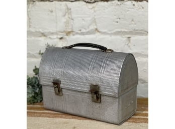 VintageTextured  Metal Domed Lunchbox With Handle.