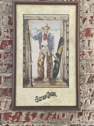 Ski Slope Cowboy, Silver Creek Framed Poster/print