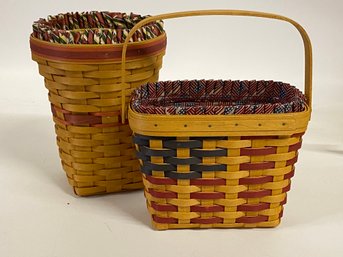 Vintage Pair Of Longenberger Hand Made Baskets Numbered