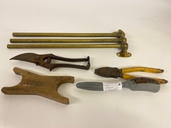 Misc Tool And Brass Hanger Lot