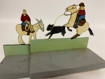 Folk Art Cowboy Bookends