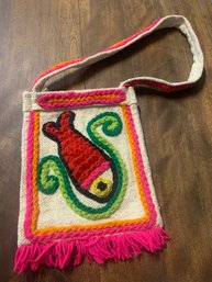 Vintage Embroidered Bright Fish  Purse