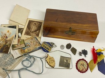 As Found Souvenir Trinket Box With Religious Metals And More