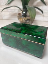 Green Lacquered Malachite Music Box, Otagiri Japan