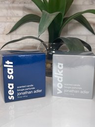 Set Of 2 Jonathon Adler Scented Candles, New In Box,  ' Bougie Perfumee'