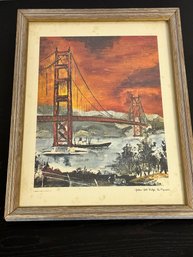 Vintage 1960 G. Soubeyran Art Print / Golden Gate Bridge  San Francisco