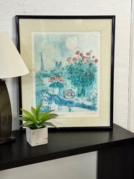 Note Dame Et La Eiffel MARC CHAGALL Lithograph Framed Art 27.5 X 32 Approx.