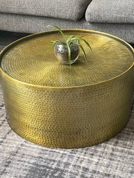 Hammered Brass Coffee Table, 27 Diameter X 12 High