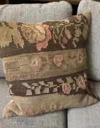 Vintage Kilim Pillow, Earthy Muted Colors, 20 X 20