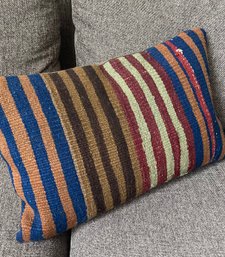 Vintage Striped Kilim Pillow, 20 X 12