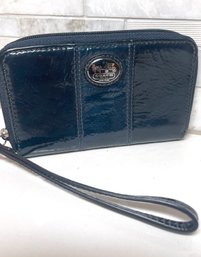 COACH Blue Patent Leather Wristlet,  Classic/Classy