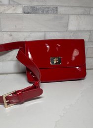 Red Patent Leather Fannie Pack/should Bag.  Looks New, Perfect For Traveling