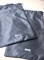 PRADA Designer Satin Dust Bags,  Set Of 2 W/ Stitched Labels And Drawstrings  8.5 X 14