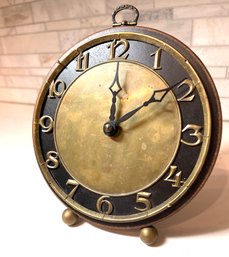 Vintage Style Tabletop Clock With Brass Details