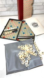 Vintage Travel Scrabble Game In Metal Box With Magnetic Letters And Book Jacket Cover