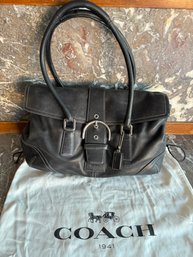 Black Leather Coach Purse With Duster Bag