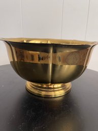 Large Brass Bowl, Scalloped And Shaped