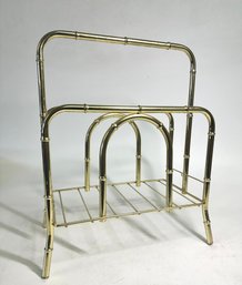 Brassy Faux Bamboo Metal Magazine Rack