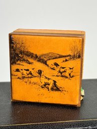 Unique Leather And Wood Bird Dog Image Tape Dispenser