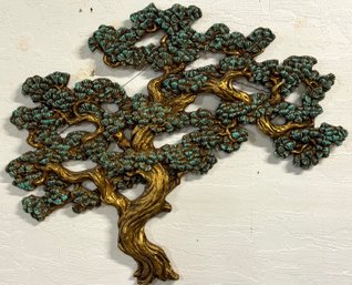 Large Midcentury Wall Hanging Classic Cypress Gold And Turquoise 36x 28 Inches