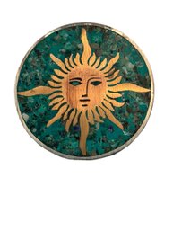 Vintage Signed Silver Sun Face Brooch / Pendant