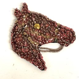 Vintage Sequined Golden Horse Head Pin