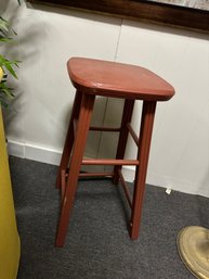 Wooden Stool Or Plant Stand With Square Top