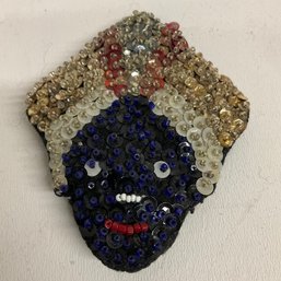 Vintage Sequined African American Face Pin