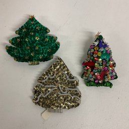 Trio Of Sequined Vintage Cloth Pin Colorful And Well Made