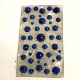 Vintage Molded Plastic Panel With Blue Lapis Style Dots Decore 5.5x3 Inch