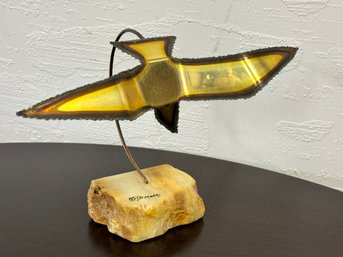 Demott Brass Signed Seagull Brutalist Sculpture