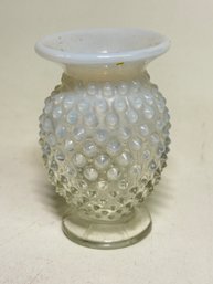 Little Clear And Milky Hobnail Vase About 3.5 Inches