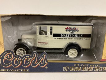 Die-cast Metal 1927 Graham Delivery Truck Bank Coors Adult Collectible Malted Milk